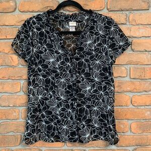 Covington Women's Y2K Floral Print Chiffon Button Front Short Sleeve Blouse - 6‎
